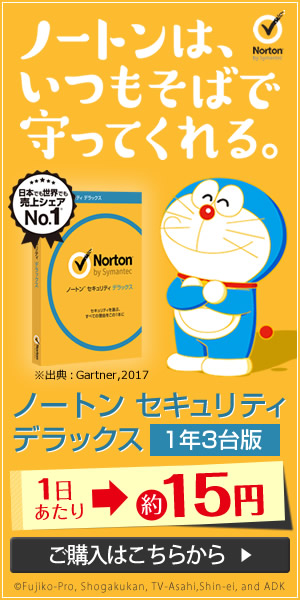 ノートンは、いつもそばで守ってくれる。 Norton_300×600_1のバナーデザイン