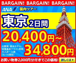 BARGAIN！東京2日間20.4000円～23.400円　300ｘ250のバナーデザイン