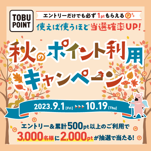 TOBU POINT 秋のポイント利用キャンペーン_500 x 500のバナーデザイン